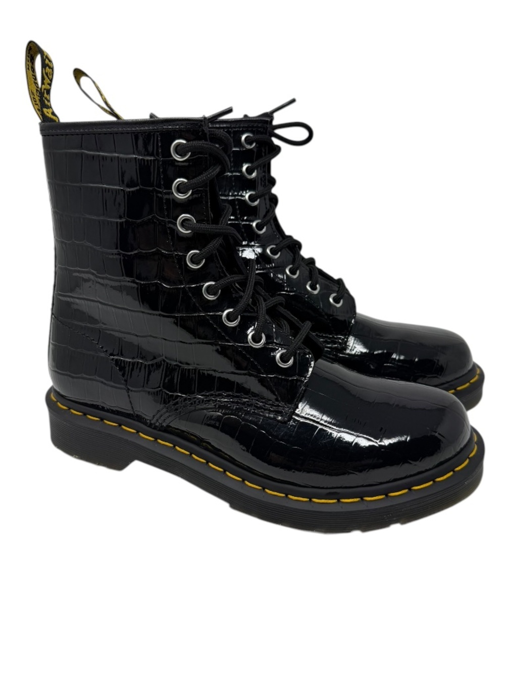 Dr. Martens 1460 Patent Lamper Croc Emboss Boots Black